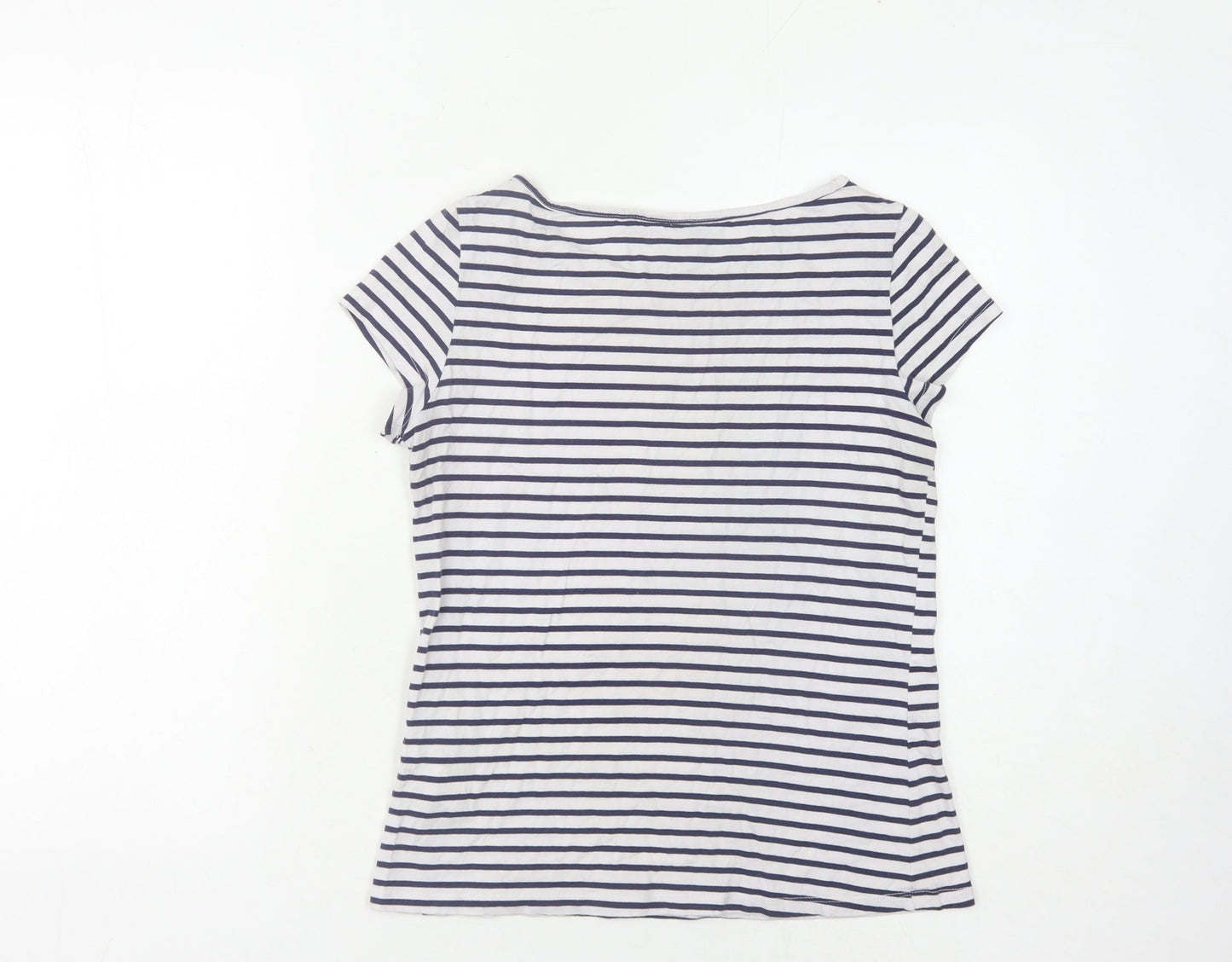 Dorothy Perkins Women's White Striped T-Shirt, Size 10