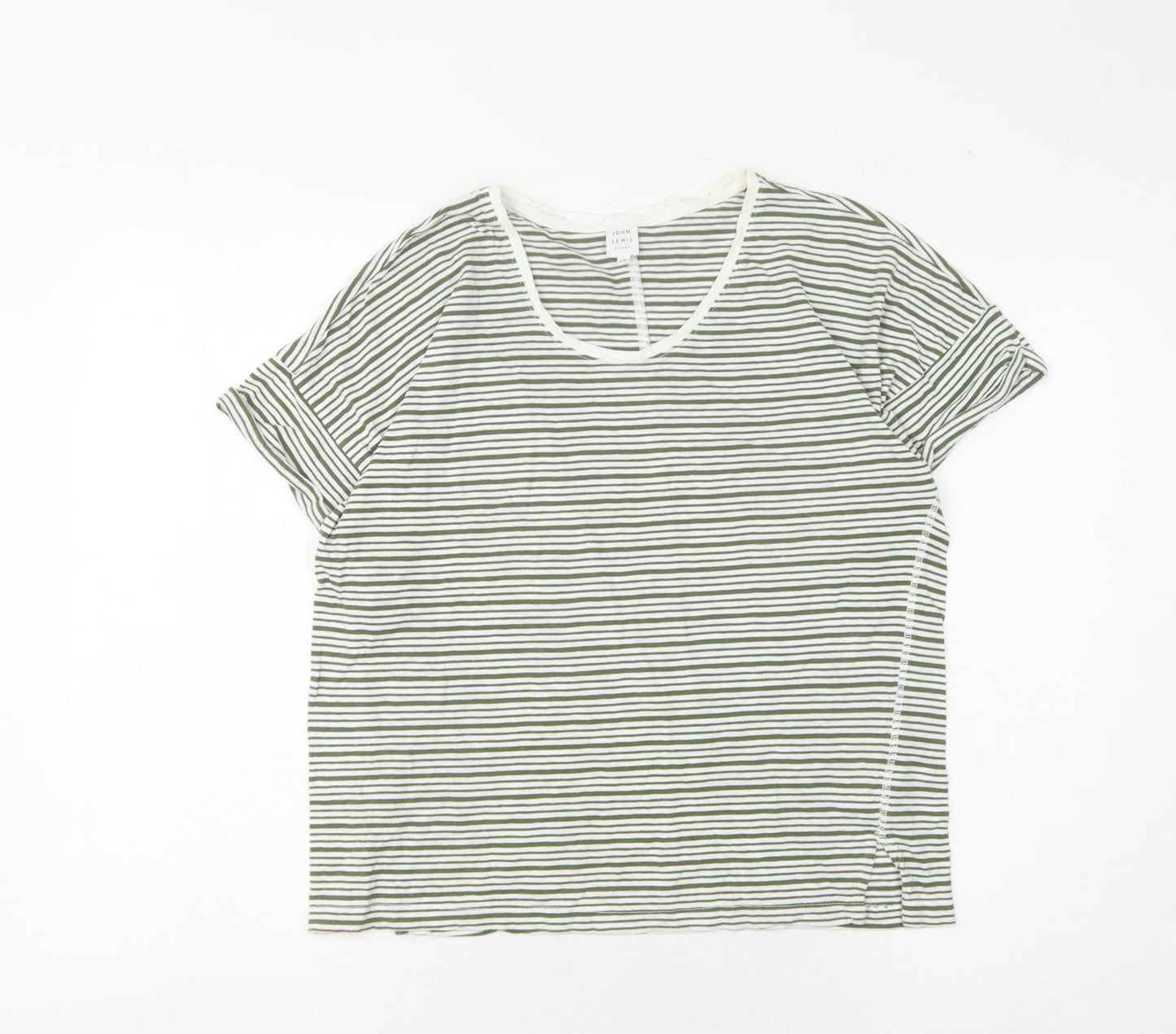 John Lewis Women's Green Striped T-Shirt, Size 14