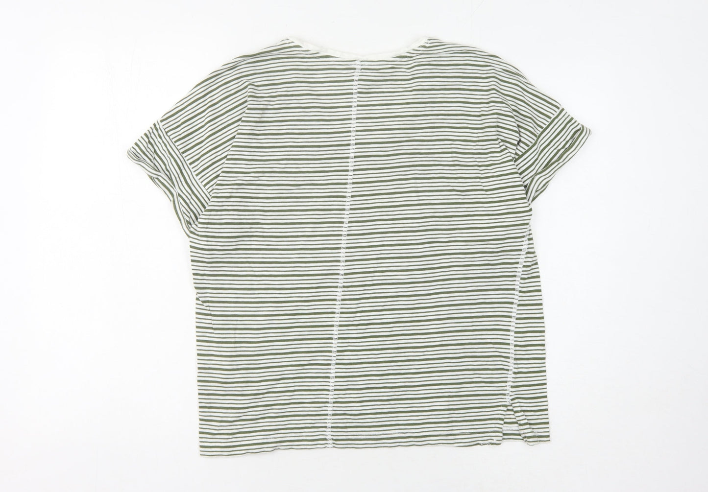 John Lewis Women's Green Striped T-Shirt, Size 14