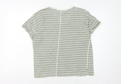 John Lewis Women's Green Striped T-Shirt, Size 14
