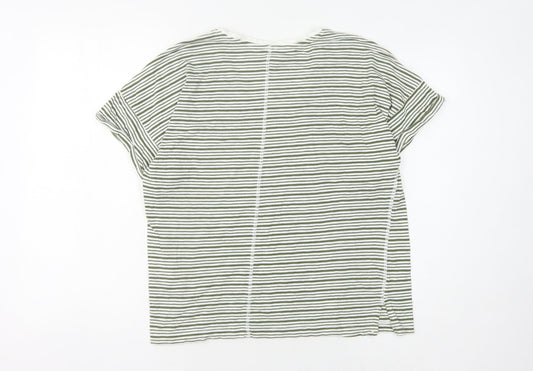 John Lewis Women's Green Striped T-Shirt, Size 14