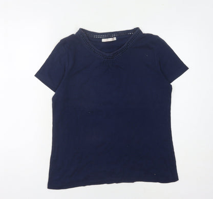 Womens UK Size M Anna Rose Blue Basic T-Shirt
