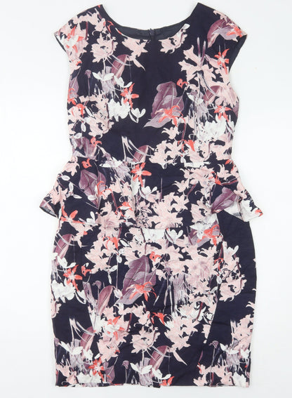 Next Women's Multicoloured Floral Sheath Dress Size 10