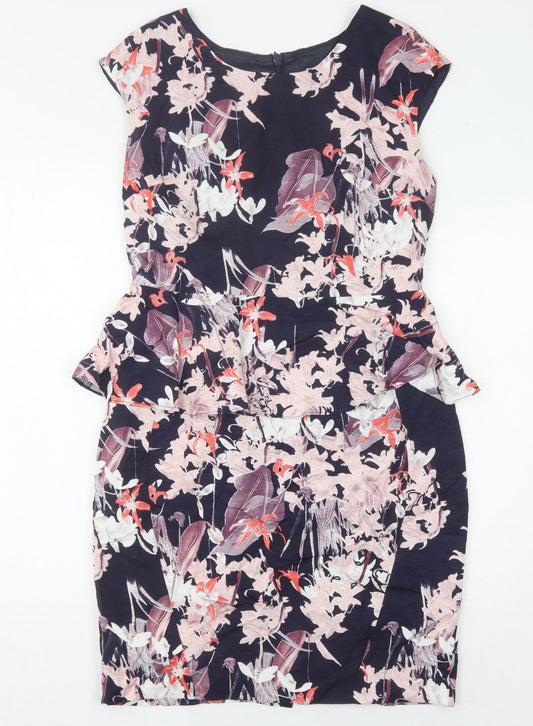 Next Women's Multicoloured Floral Sheath Dress Size 10