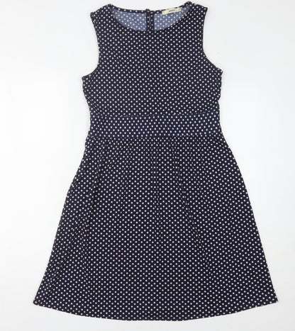 Oasis Blue Polka Dot A-Line Dress for Women - Size M