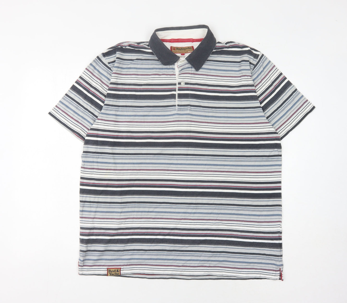 Red Yacht Men's Multicoloured Striped Polo L