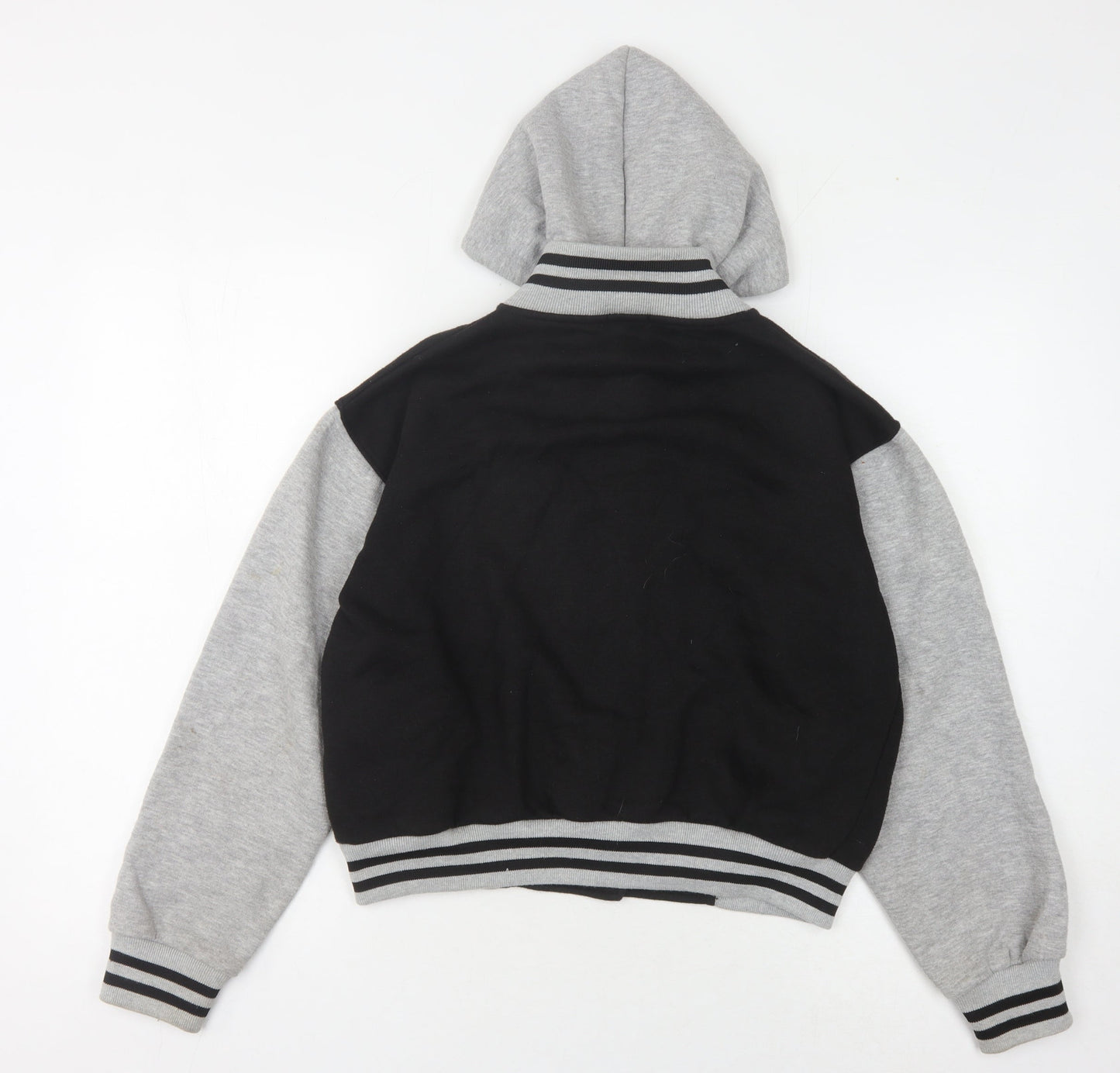 A2Z 4-Kids Boys Varsity Jacket, Black/Grey, 13 Years, Hooded
