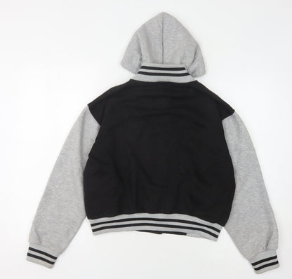 A2Z 4-Kids Boys Varsity Jacket, Black/Grey, 13 Years, Hooded