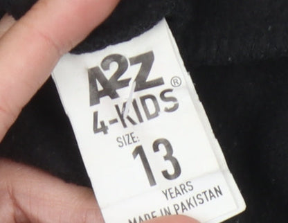 A2Z 4-Kids Boys Varsity Jacket, Black/Grey, 13 Years, Hooded