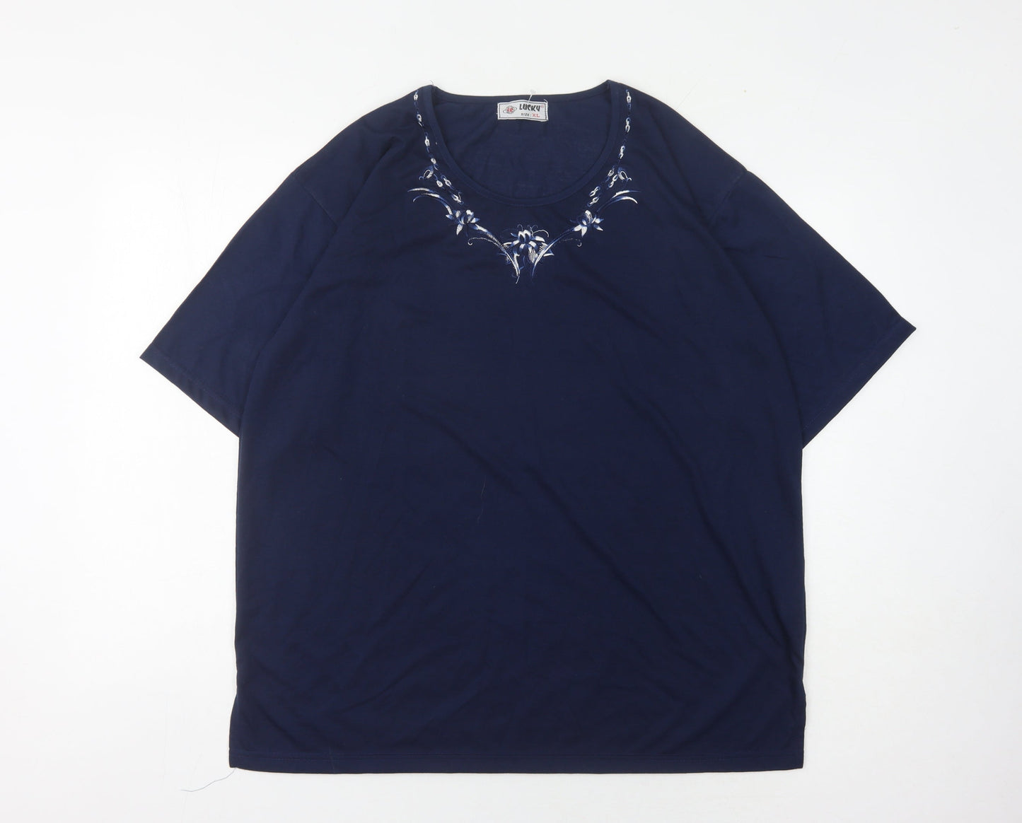 Womens UK Size XL Lucky Blue Basic T-Shirt