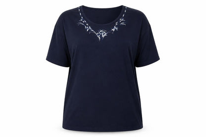 Womens UK Size XL Lucky Blue Basic T-Shirt