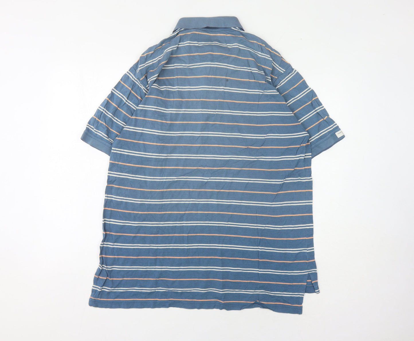 Izod Men's Blue Striped Polo Shirt M Short Sleeve