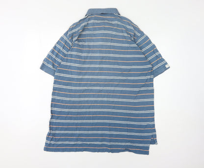 Izod Men's Blue Striped Polo Shirt M Short Sleeve