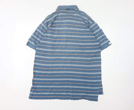 Izod Men's Blue Striped Polo Shirt M Short Sleeve