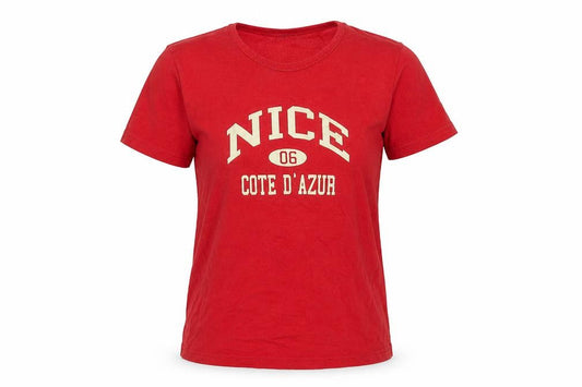 Front view of F. Spirit unisex red cotton t-shirt, size L