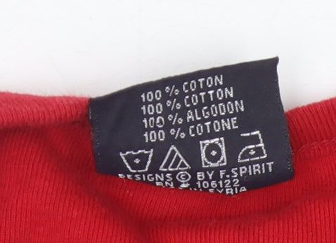 F. Spirit Unisex Red Cotton T-Shirt, Size L