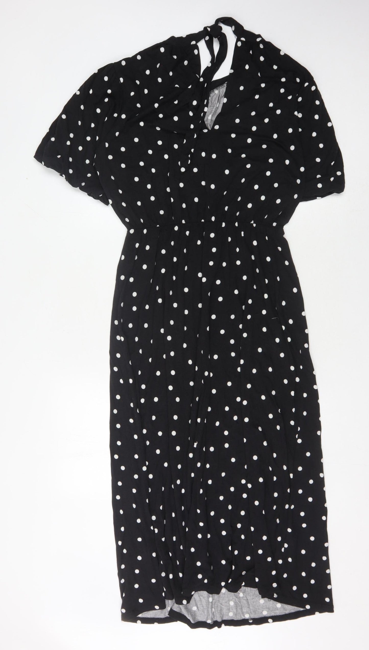 ASOS Design Women's Black Midi A-Line Polka Dot Dress