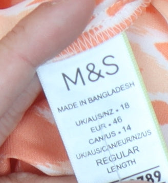Womens UK Size 18 Marks and Spencer Orange Basic Blouse