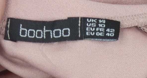 Boohoo Women's Pink Size 14 Dress with Balloon Sleeves
