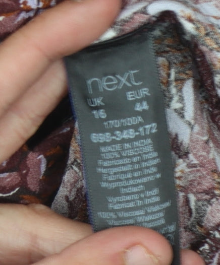 Next Women's Multicoloured Long Sleeve Dress - Size 16