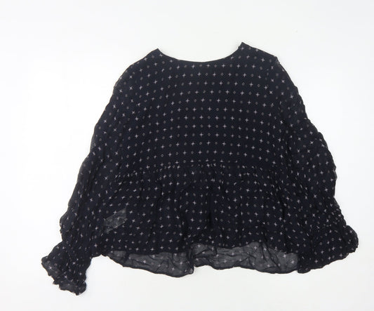 Womens UK Size XS Mango Black Tunic Blouse