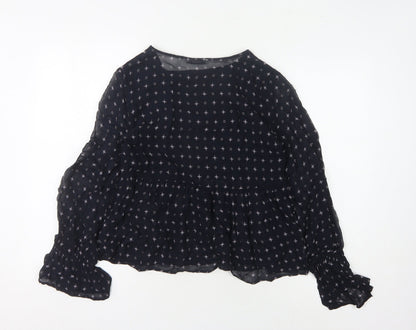 Womens UK Size XS Mango Black Tunic Blouse