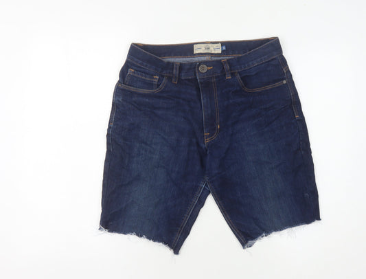 Next Men's Blue Denim Shorts 30 in Slim Fit Casual