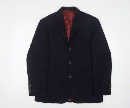 Boden Men's Blue Wool Blazer 38 Single-Breasted