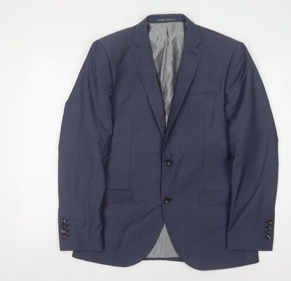 Next Men's Blue Wool Blazer, Size 40, Regular Fit