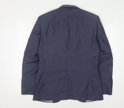Next Men's Blue Wool Blazer, Size 40, Regular Fit