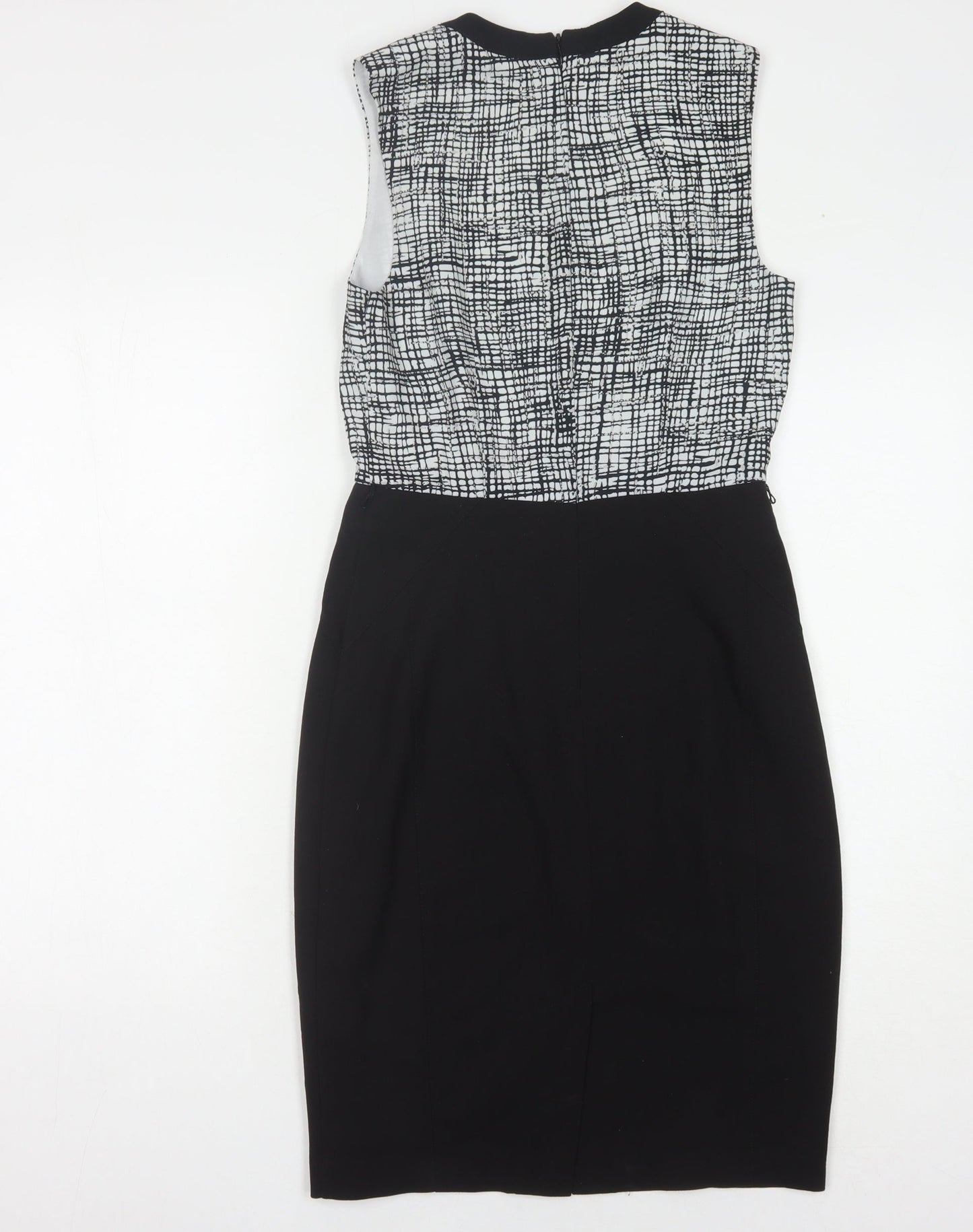 Oasis Women's Black Geometric Shift Dress, Size 8, Sleek & Stylish