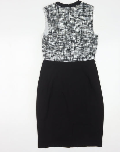 Oasis Women's Black Geometric Shift Dress, Size 8, Sleek & Stylish