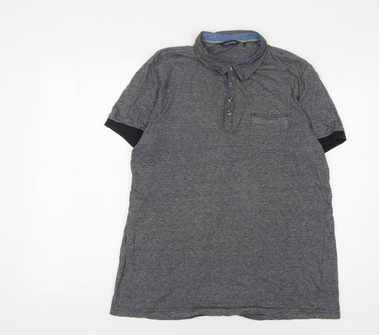 Twisted Soul Men's Grey Polo Shirt L Cotton