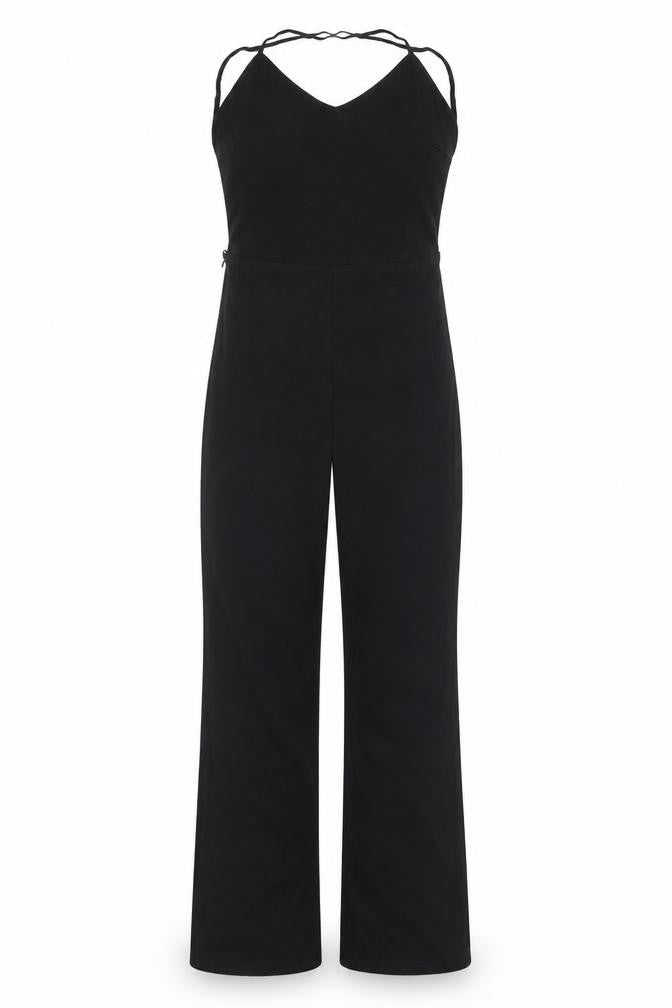 Womens UK Size S Bershka One-Piece Black Jumpsuit