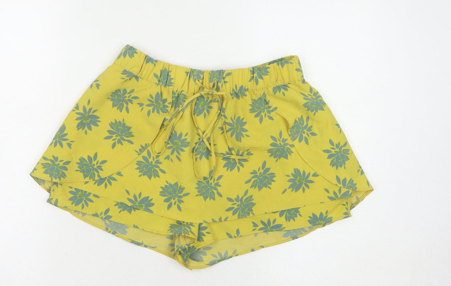 Zara Women's Yellow Floral Wrap Shorts XS