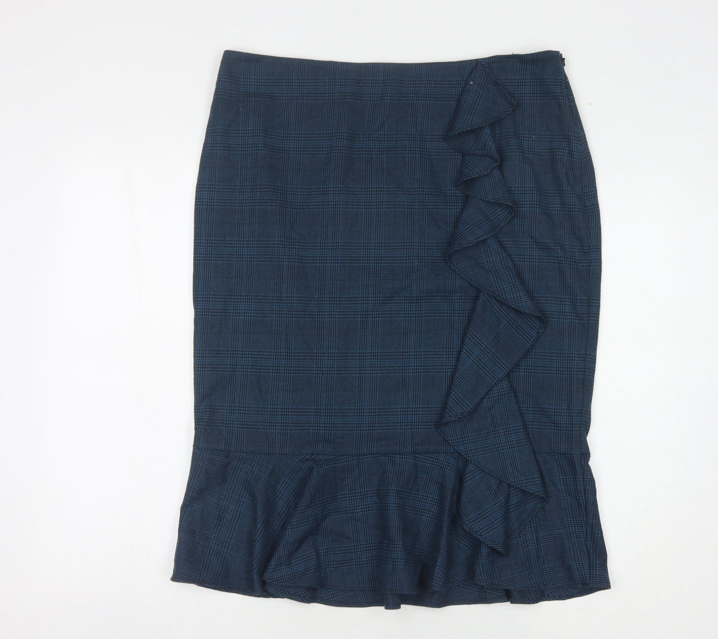 Marks and Spencer Women's Blue Check Pencil Skirt Size 16