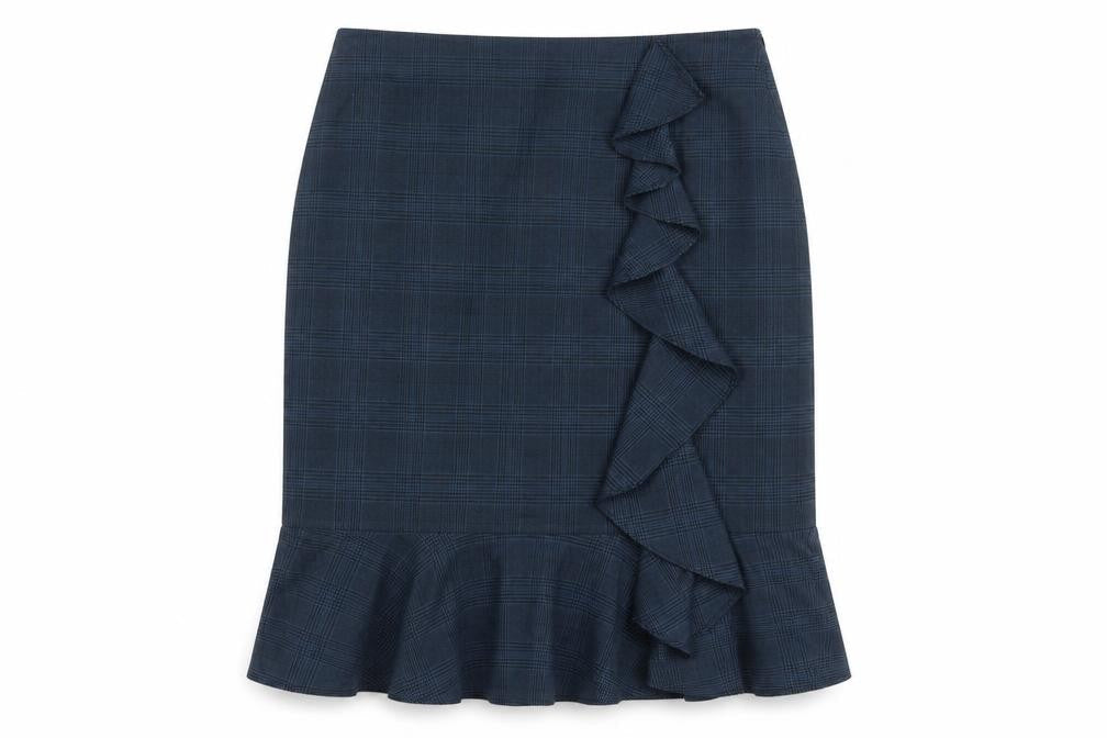 Marks and Spencer Women's Blue Check Pencil Skirt Size 16