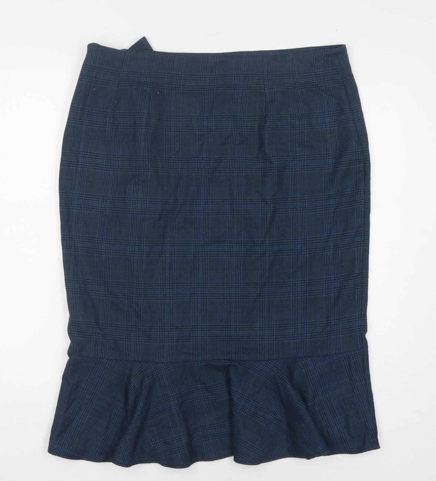 Marks and Spencer Women's Blue Check Pencil Skirt Size 16