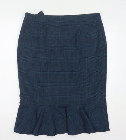 Marks and Spencer Women's Blue Check Pencil Skirt Size 16