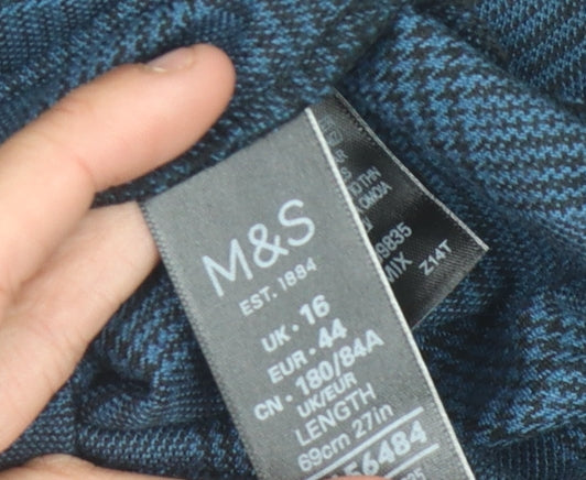 Marks and Spencer Women's Blue Check Pencil Skirt Size 16