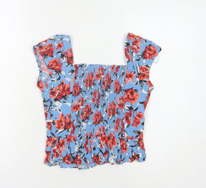 Womens UK Size XS Zara Blue Cropped Blouse