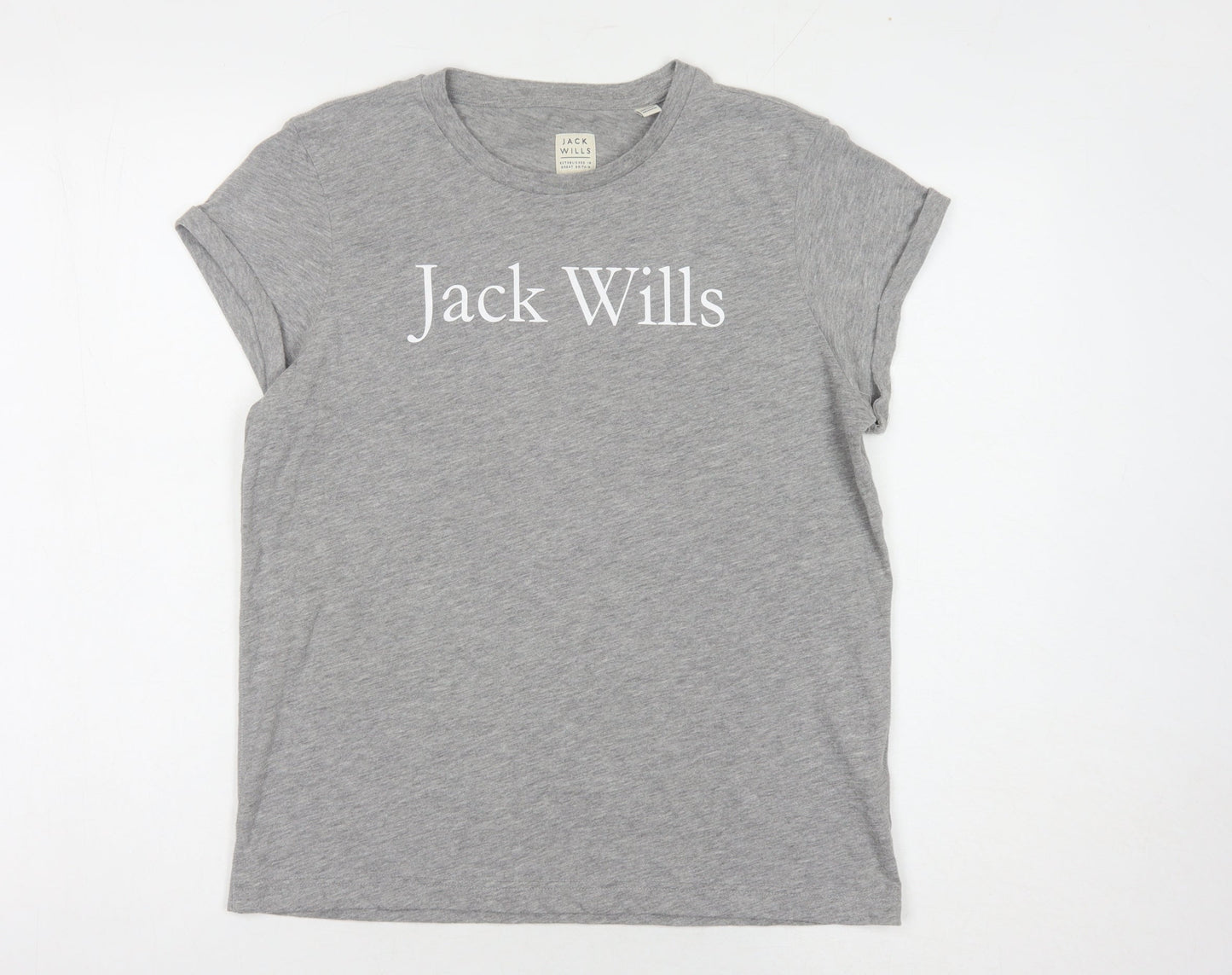 Jack Wills Women's Grey Crew Neck T-Shirt Size 10