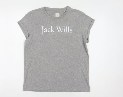Jack Wills Women's Grey Crew Neck T-Shirt Size 10