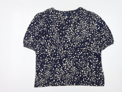 Joules Women's Blue Animal Print Puff Sleeve Top