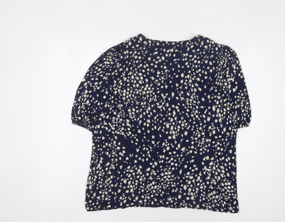 Joules Women's Blue Animal Print Puff Sleeve Top