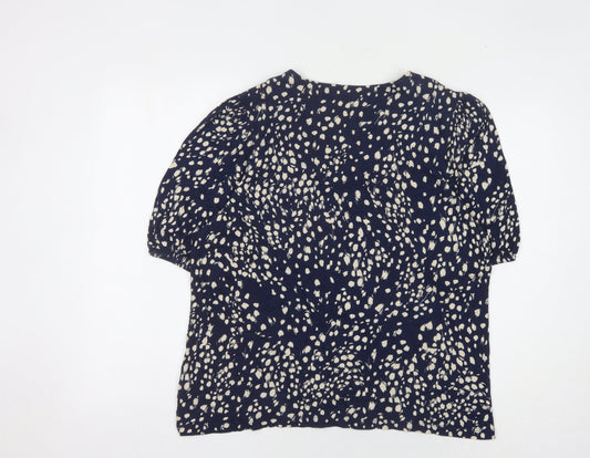 Joules Women's Blue Animal Print Puff Sleeve Top