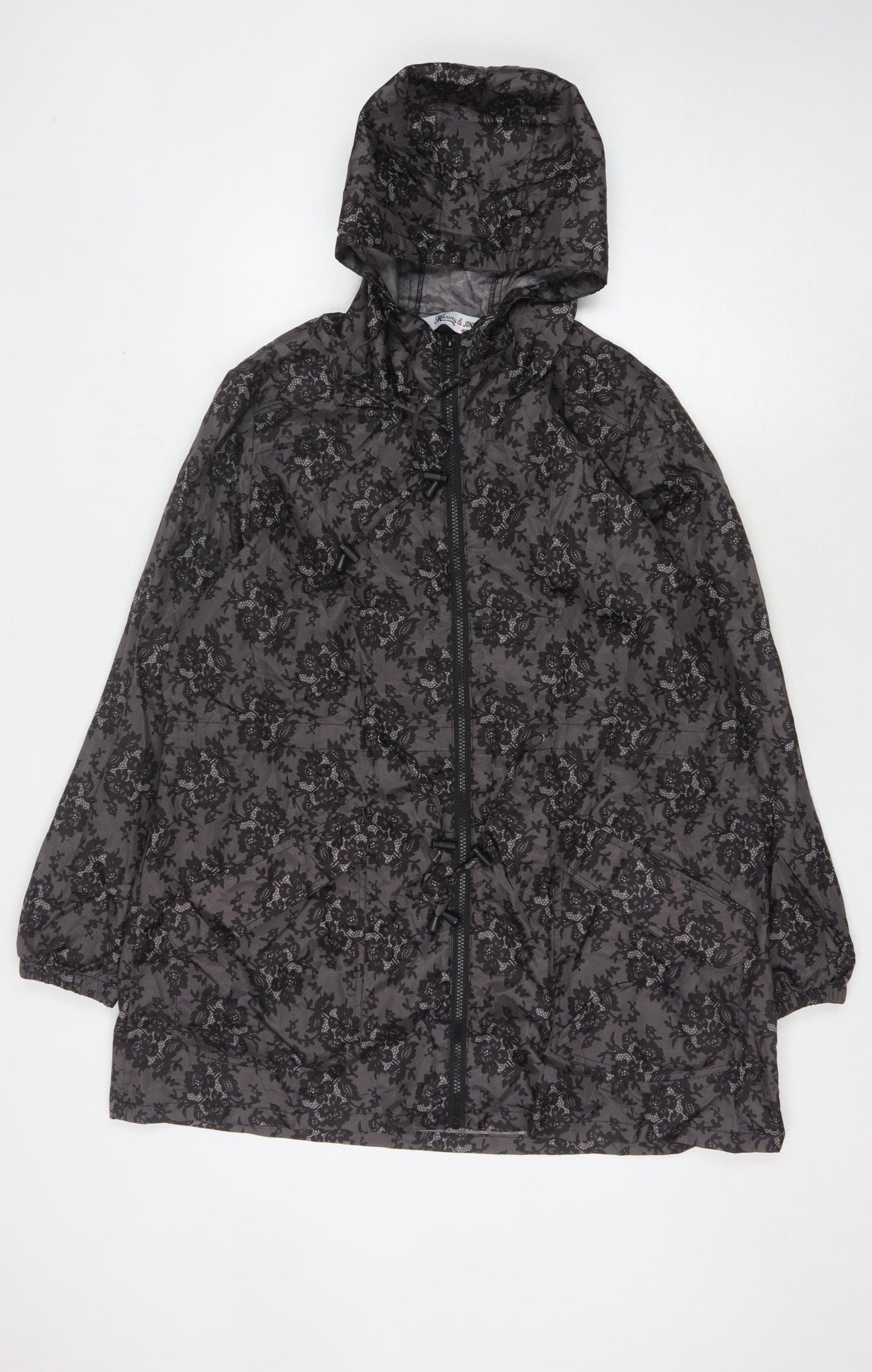 Harvey & Jones Women's Grey Floral Hooded Jacket 16/18