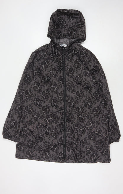 Harvey & Jones Women's Grey Floral Hooded Jacket 16/18