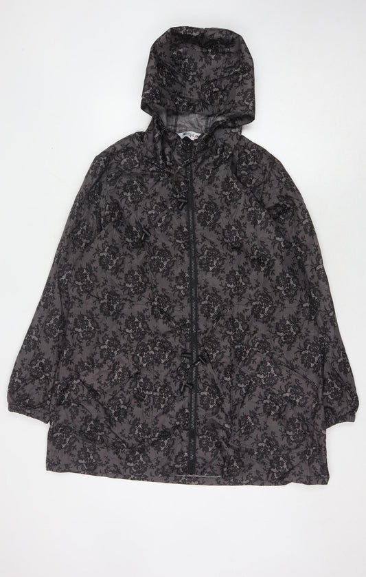 Harvey & Jones Women's Grey Floral Hooded Jacket 16/18