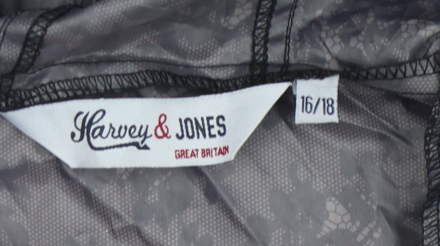 Harvey & Jones Women's Grey Floral Hooded Jacket 16/18